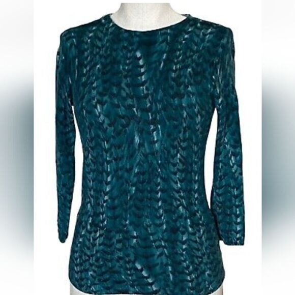 Talbots Pure Cashmere Teal Feather Sweater - Picture 7 of 16